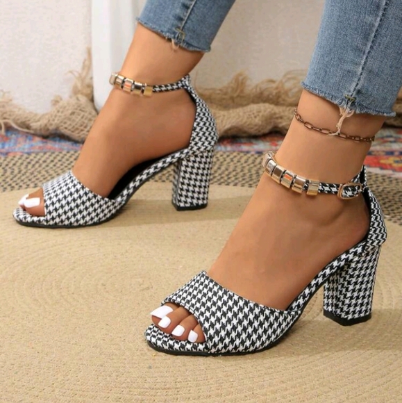 Women's High Heel Sandals, New Summer Open Toe Thick Heel Elegant Peep Toe Zippe - Picture 1 of 7